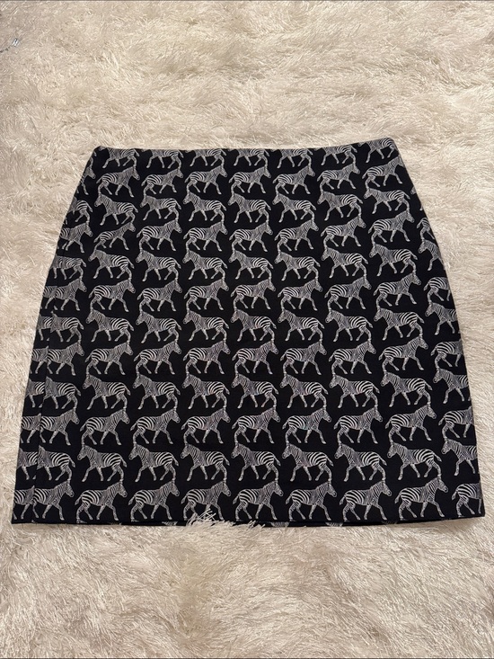 J. Crew Dresses & Skirts - J. Crew Black Mini Skirt with Silver Zebra Print